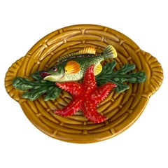 Majolica Fish Sealife Platter Vallauris, circa 1950