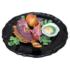 Majolica Fish Sealife Platter Vallauris, circa 1950