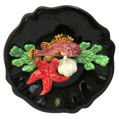 Majolica Fish Sealife Platter Vallauris, circa 1950