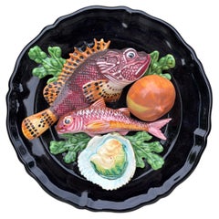 Majolica Fish Sealife Platter Vallauris, circa 1950