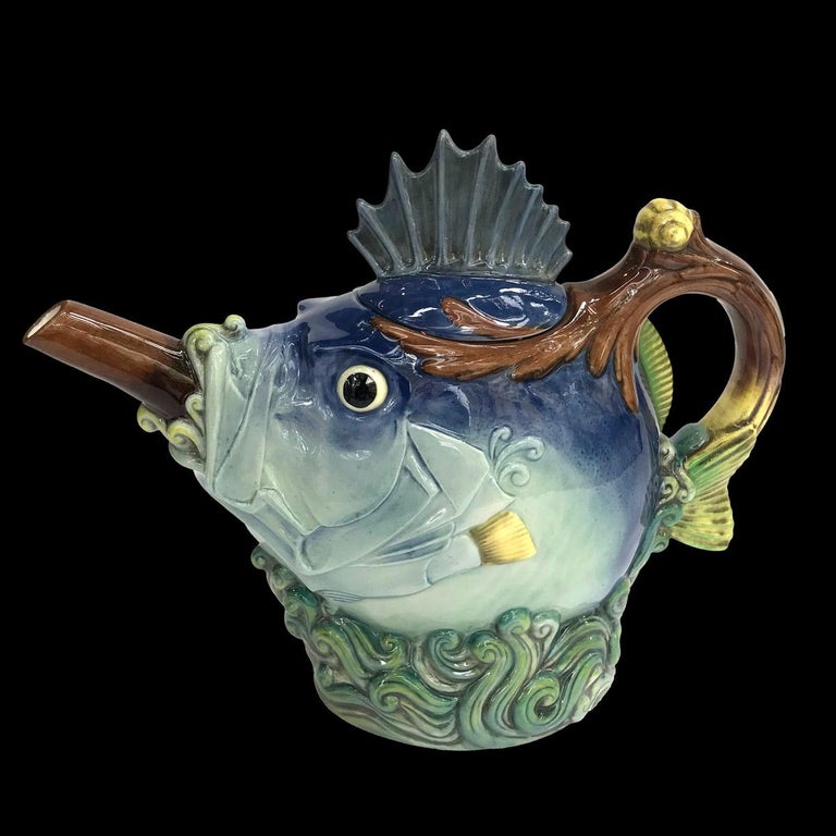 Majolica "Fish Teapot by Minton limited edition at 1stDibs