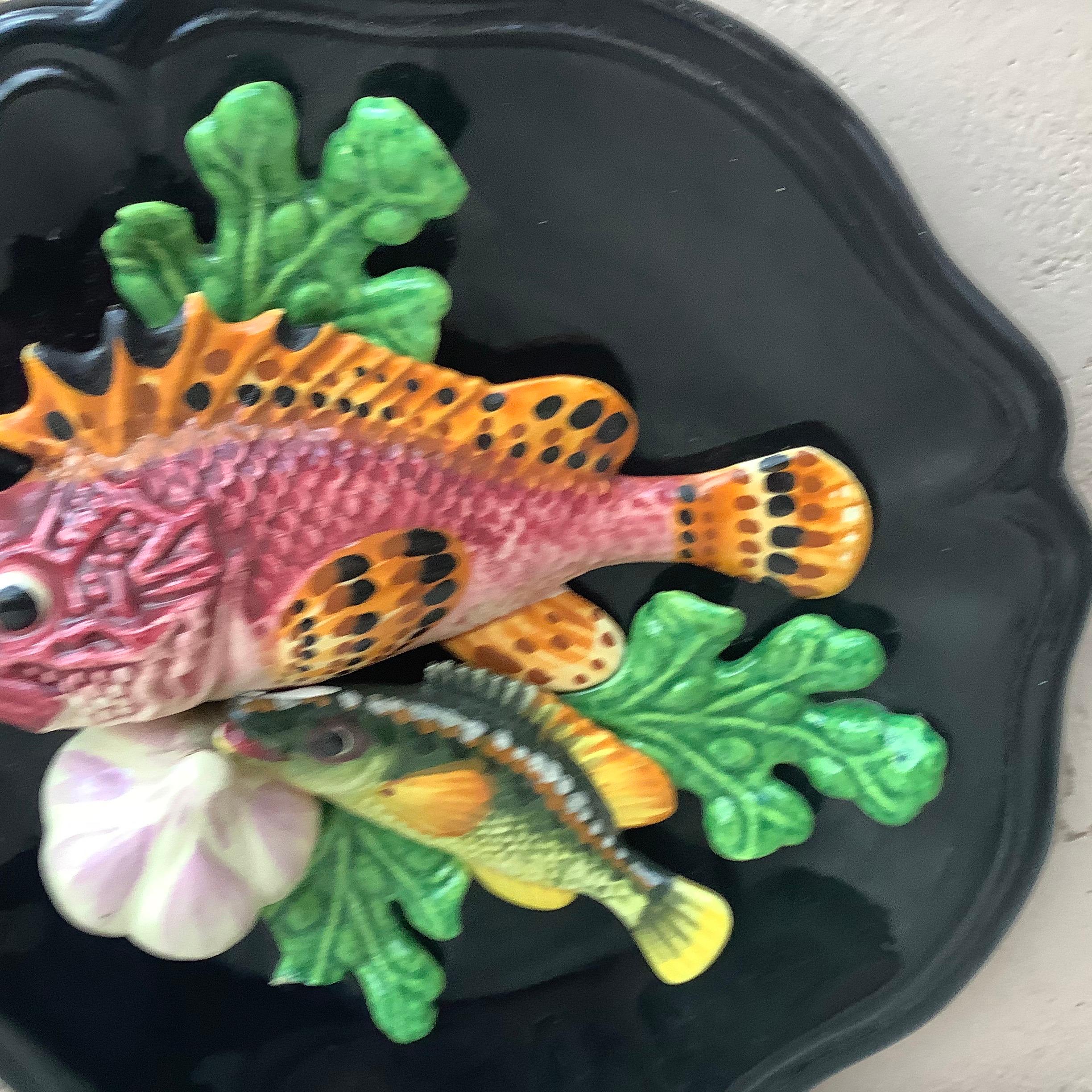 Majolica Fish Wall Platter Vallauris, circa 1950 In Good Condition For Sale In Austin, TX