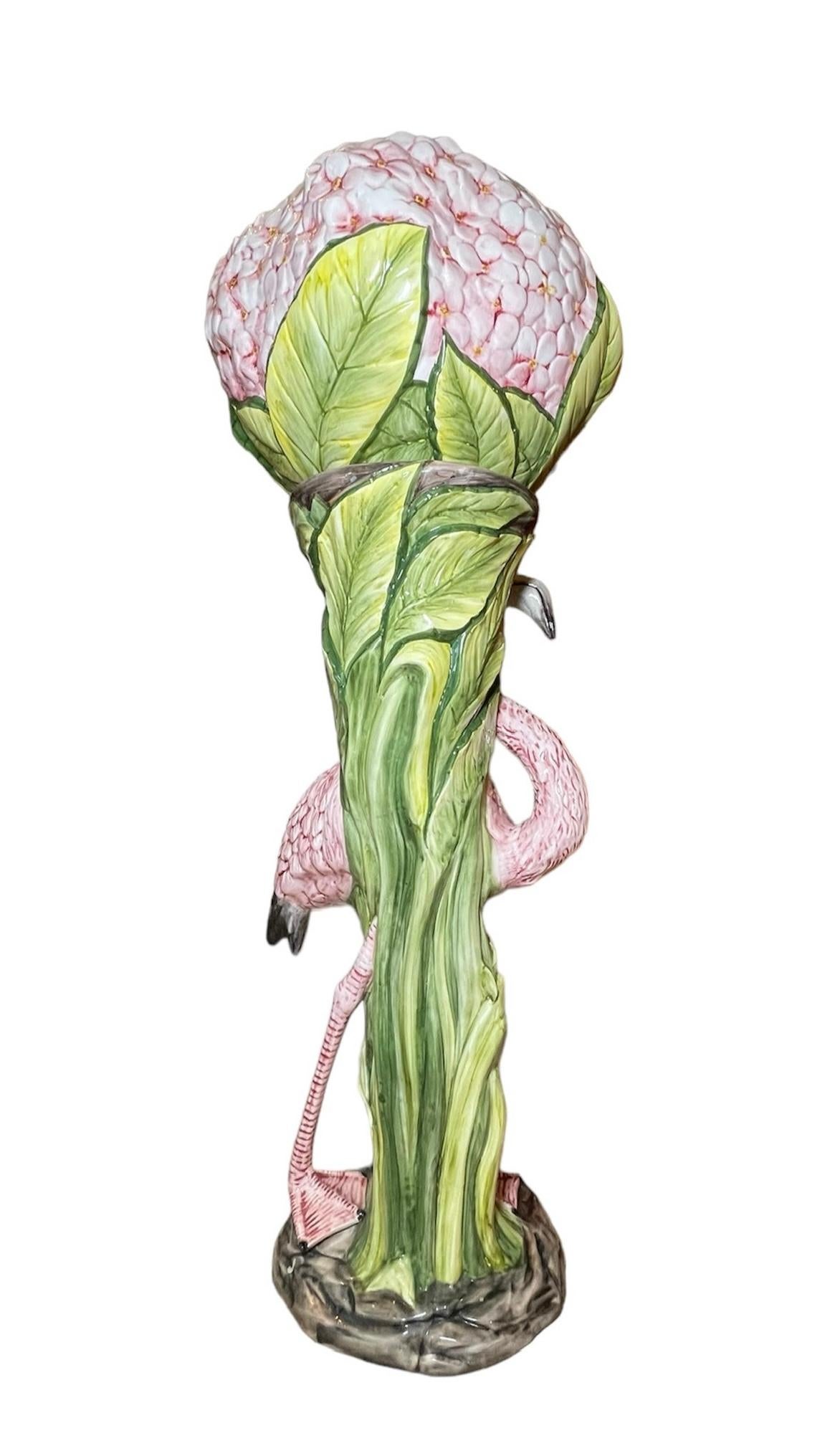 Majolica Flamingo Jardiniere And Pedestal 6