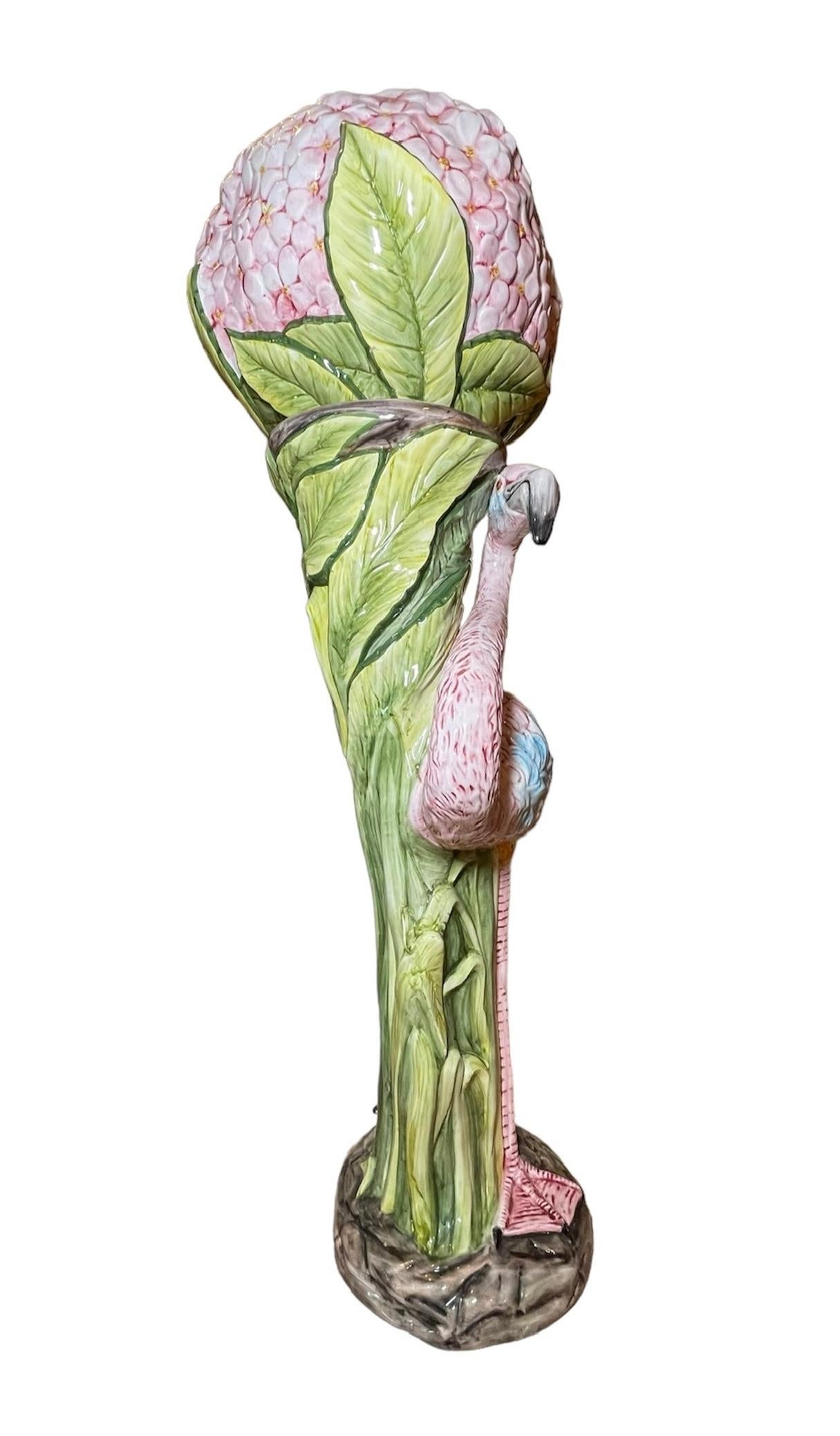 Majolica Flamingo Jardiniere And Pedestal 7