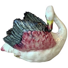 Antique Majolica Flamingo Jardinière Jean Massier, circa 1890