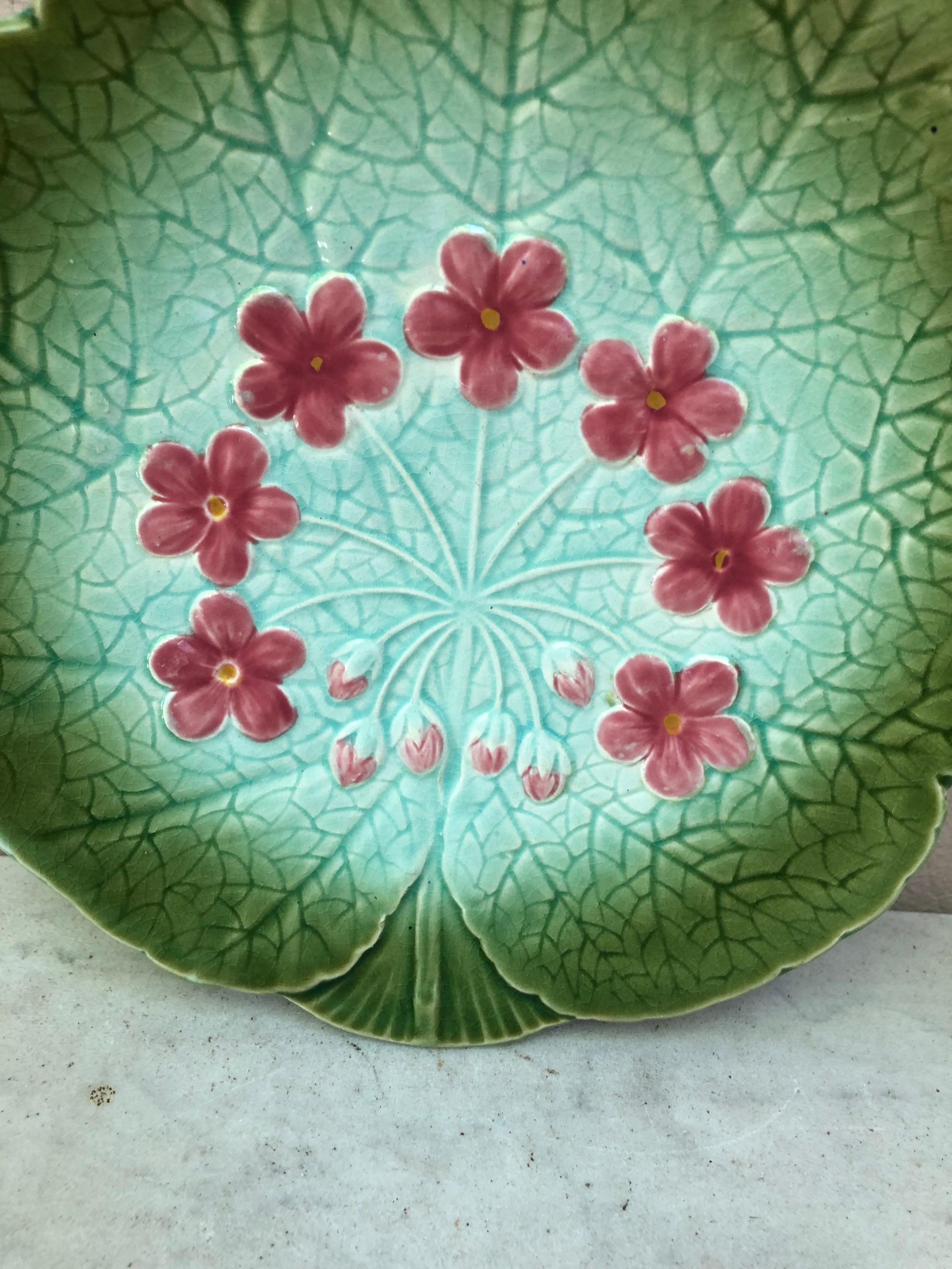 Rustic Majolica Flower Plate Sarreguemines, circa 1890