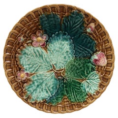 Majolica Flowers and Leaves Plate Clairefontaine, circa 1890