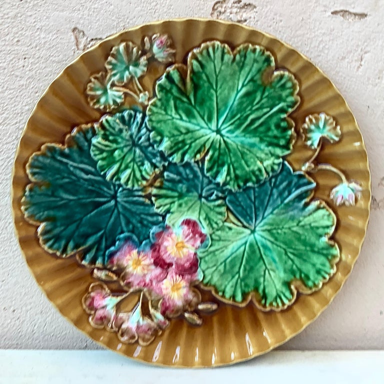 Majolica Flowers and Leaves Plate Clairefontaine, circa 1890 at 1stDibs