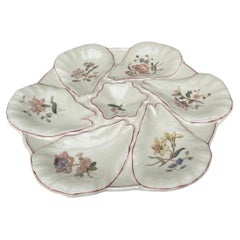 Majolica Flowers Oyster Plate Longchamp, circa 1900
