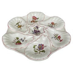 Majolica Flowers Oyster Plate Longchamp, circa 1900