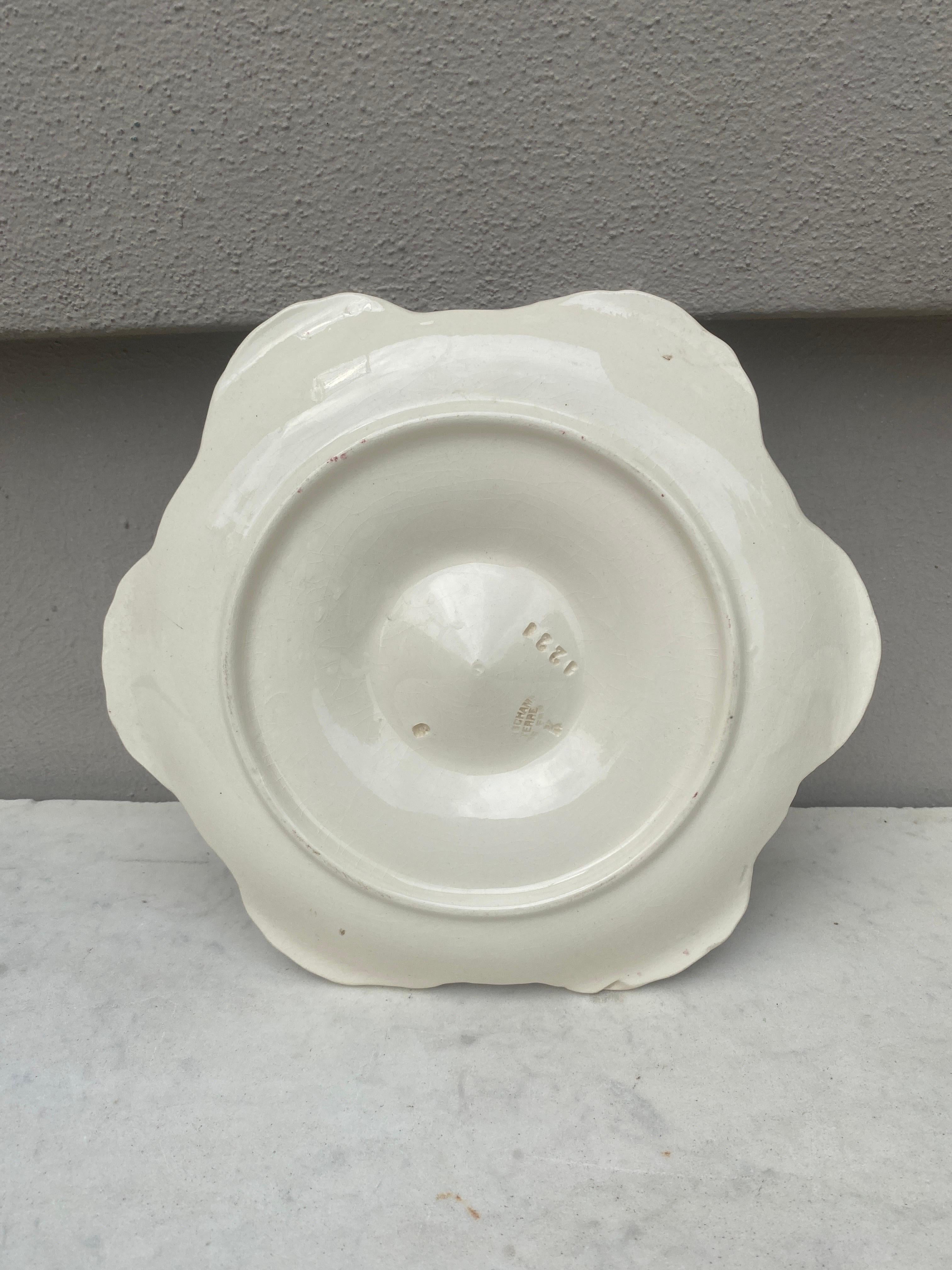 Ceramic Majolica Flowers Oyster Plate Longchamp, circa 1900 For Sale