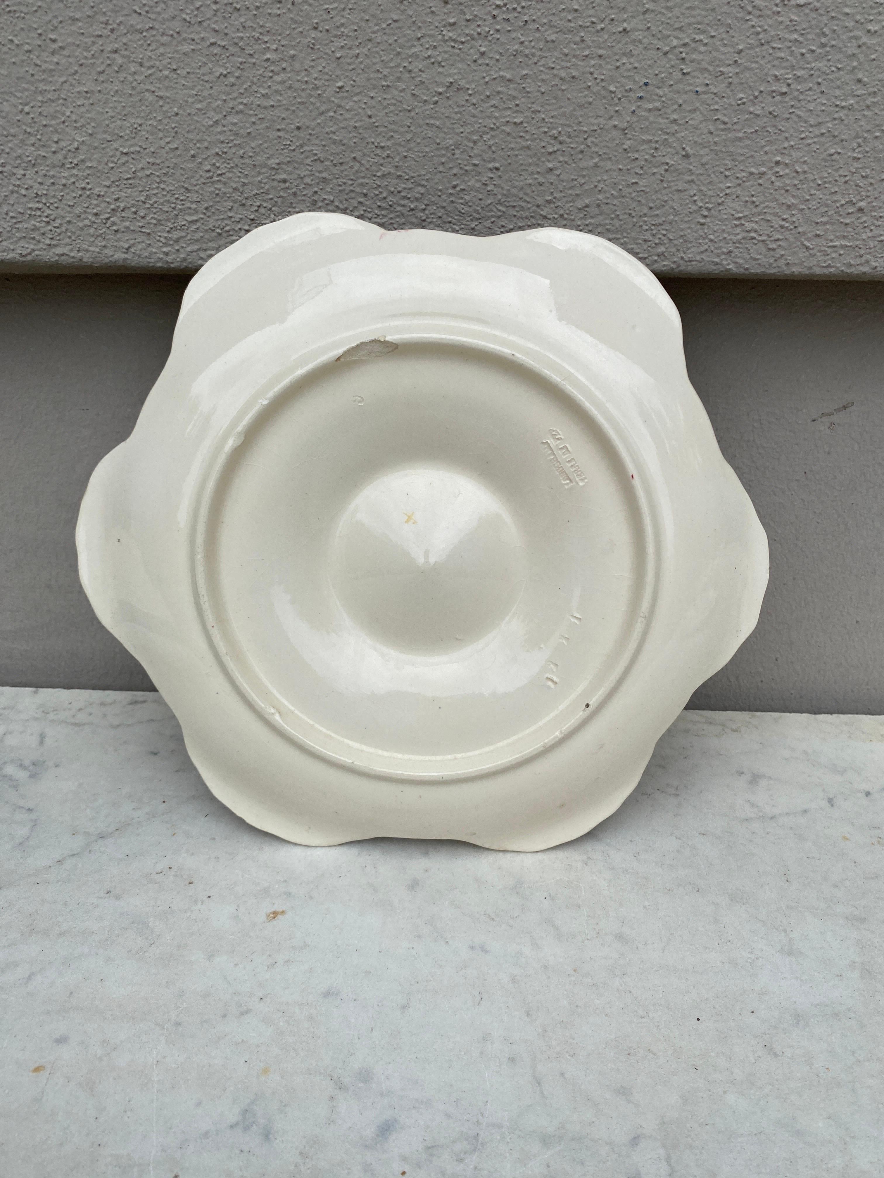 Majolica Flowers Oyster Plate Longchamp, circa 1900 In Good Condition For Sale In Austin, TX