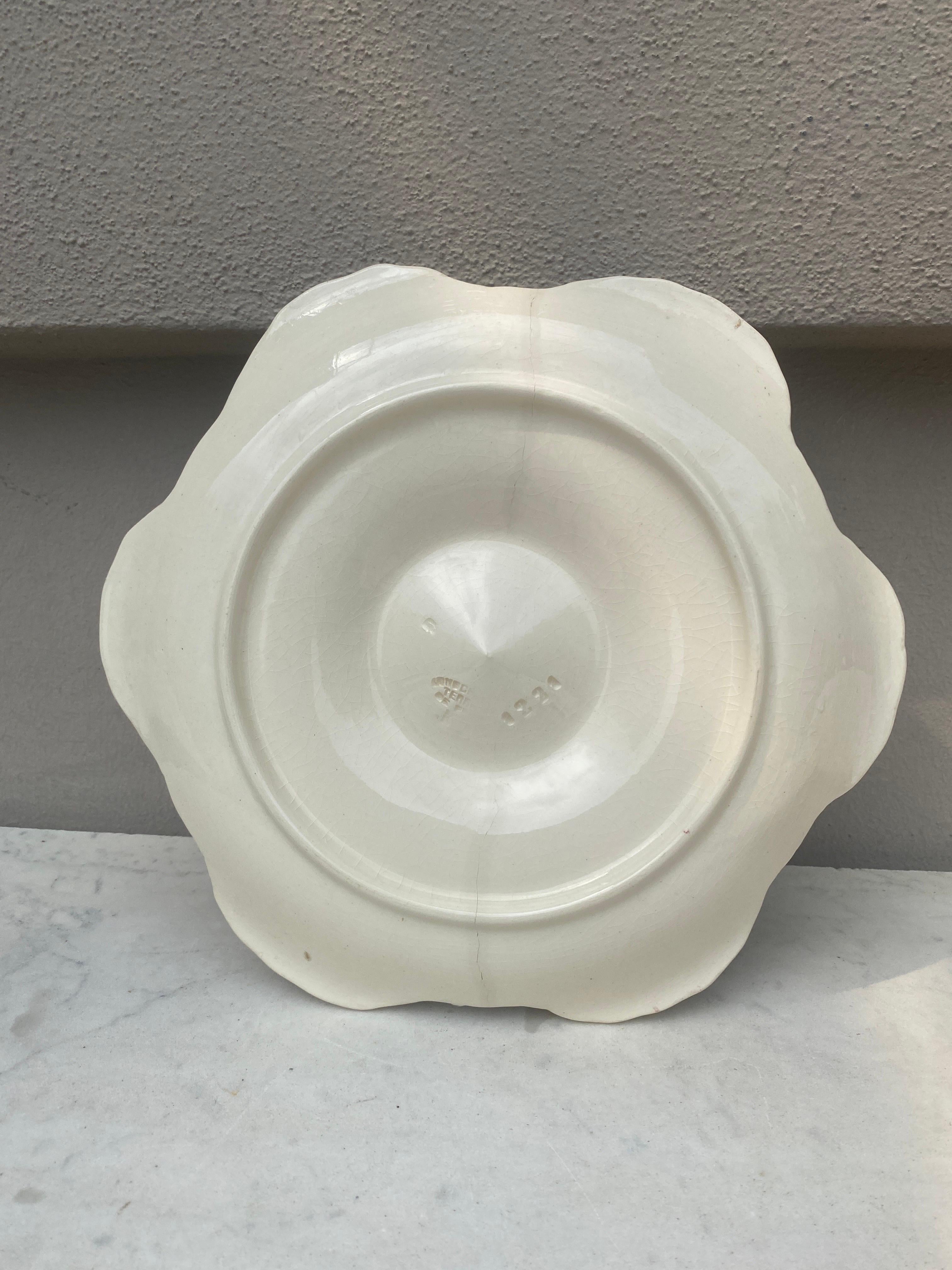 Ceramic Majolica Flowers Oyster Plate Longchamp, circa 1900 For Sale