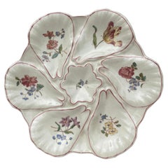 Plato de ostra con flores de mayólica Longchamp, circa 1900
