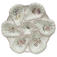 Plato de ostra con flores de mayólica Longchamp, circa 1900