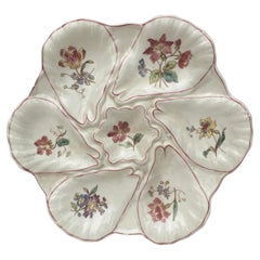 Plato de ostra con flores de mayólica Longchamp, circa 1900