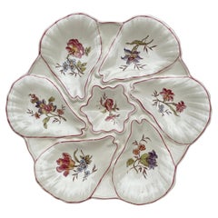 Plato de ostra con flores de mayólica Longchamp, circa 1900