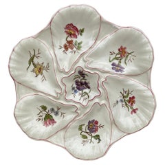 Plato de ostra con flores de mayólica Longchamp, circa 1900