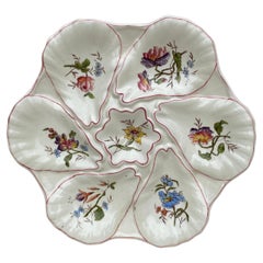 Majolica Flowers Oyster Plate Longchamp, circa 1900