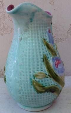 Majolica Flowers Pitcher Nimy Les Mons, circa 1900