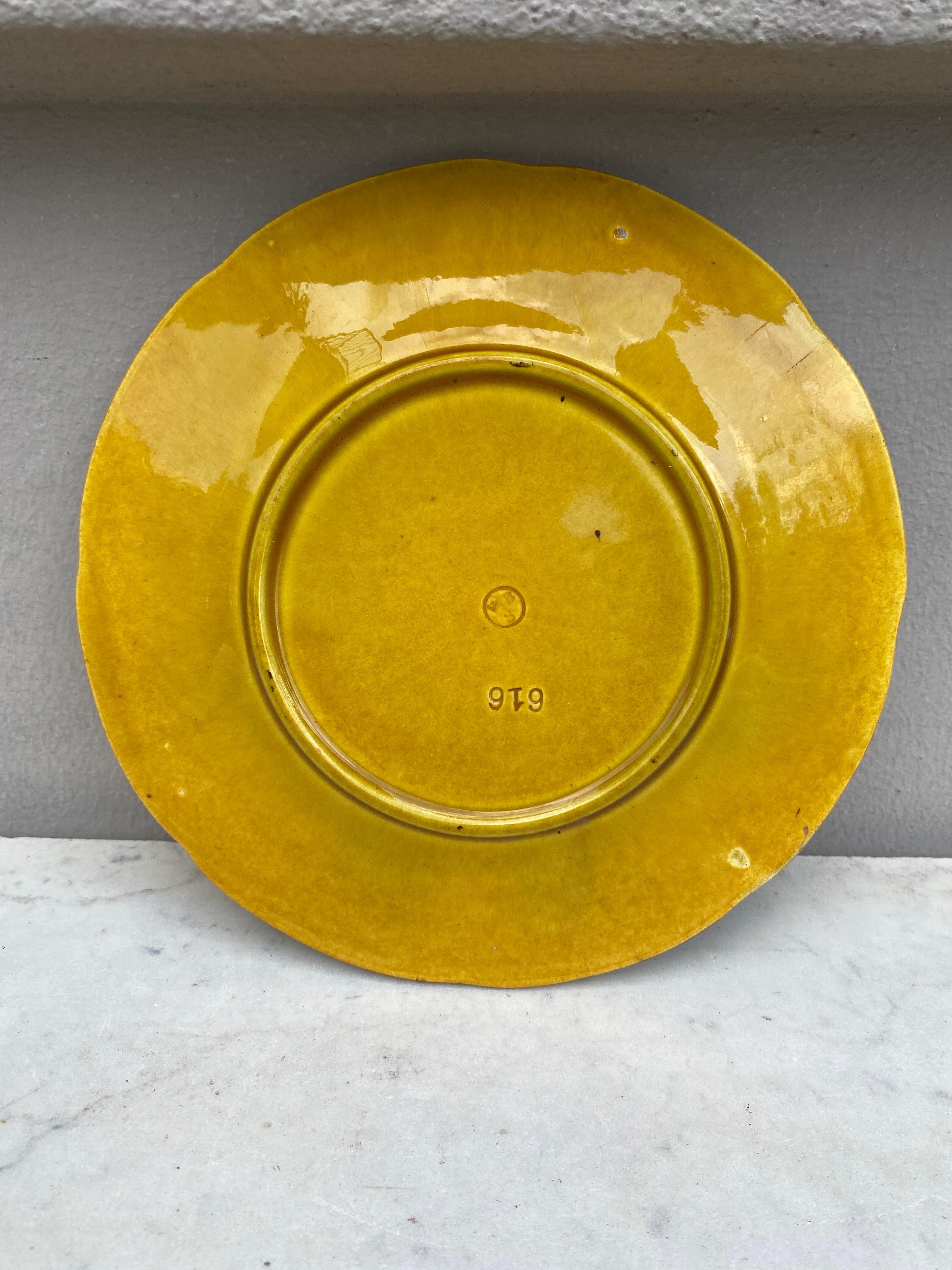 German Majolica Flowers Plate Villeroy & Boch, circa 1890 For Sale