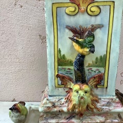 Majolica Fountain with Birds Delphin Massier, circa 1880