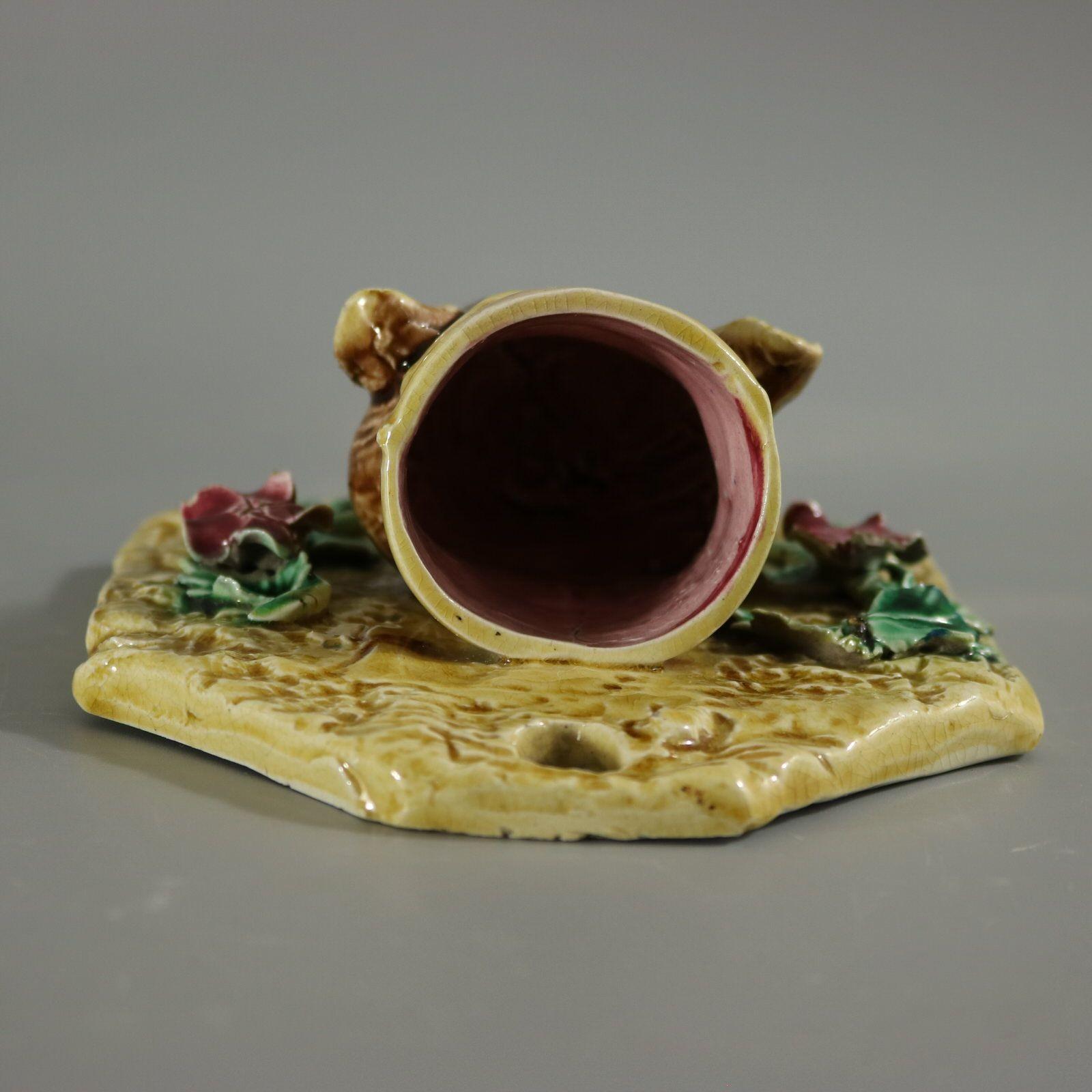 Fine XIX secolo Tasca da parete con testa di volpe in maiolica in vendita
