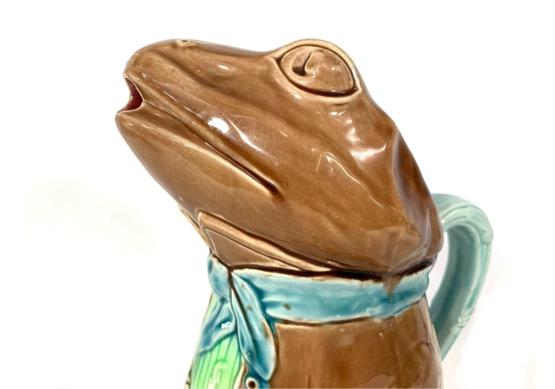 Majolika Französisch Barbotine Kröte Frosch von Fives-Lille 1880 Gustave De Bruyn im Zustand „Gut“ im Angebot in Bridgeport, CT