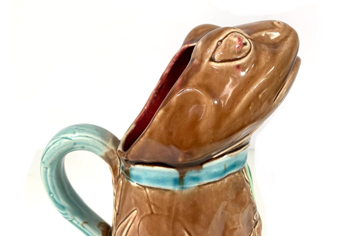 Majolika Französisch Barbotine Kröte Frosch von Fives-Lille 1880 Gustave De Bruyn im Angebot 4