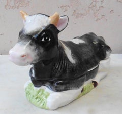 Majolica French Ceramic Cow Tureen Caugant