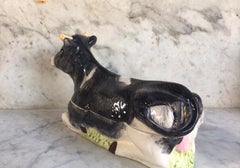 Majolica French Ceramic Cow Tureen Caugant