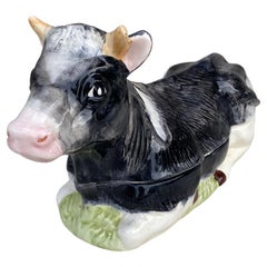 Majolica French Ceramic Cow Tureen Caugant