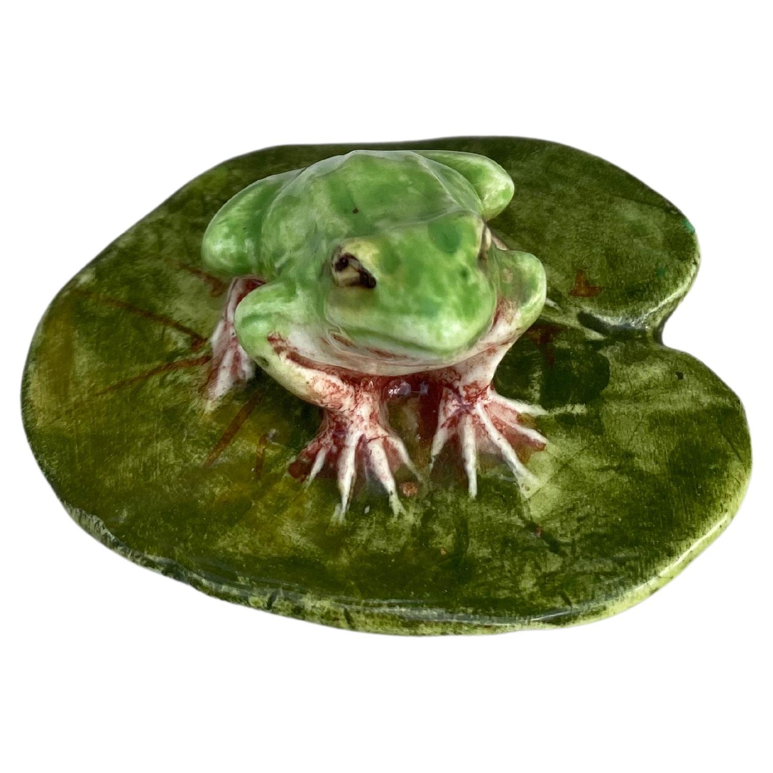 Rare Majolica frog on a green lily pad leaf Jerome Massier, circa 1900.
Reference / Page 118,119 