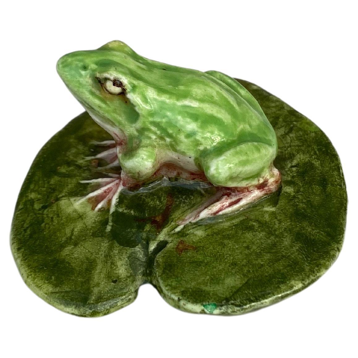 Majolica Frog on Lily Pad Jerome Massier, circa 1900 For Sale