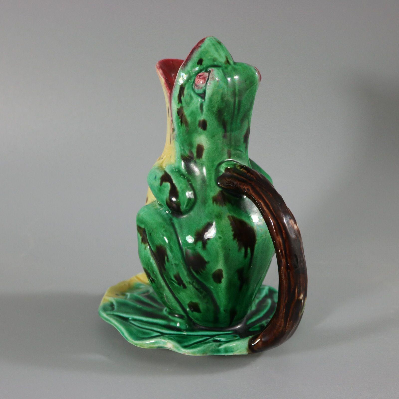 Majolica Frog on Lily Pad Jug/Pitcher For Sale 1