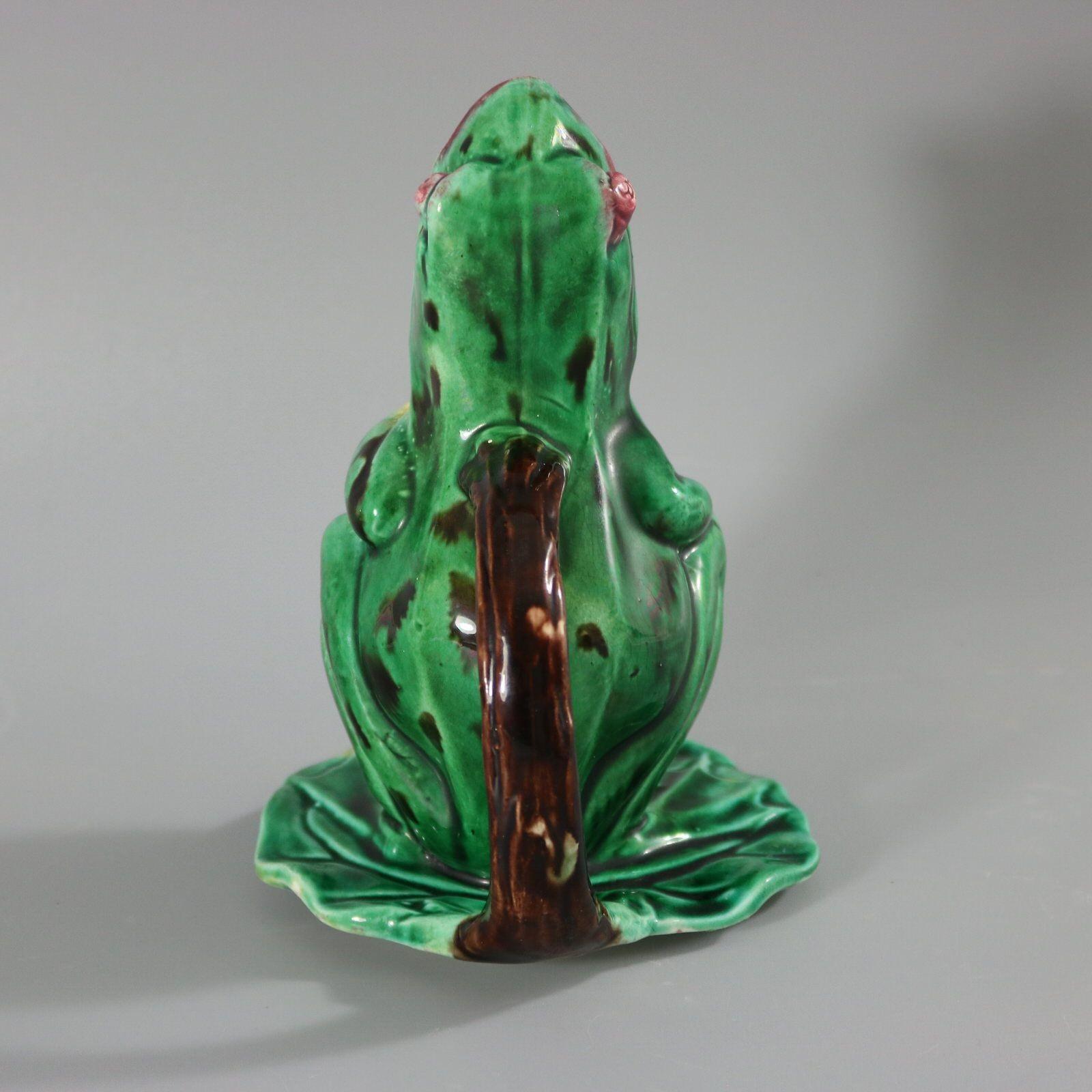 Majolica Frog on Lily Pad Jug/Pitcher For Sale 2