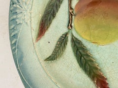 Majolica Fruits Plate Sarreguemines circa 1880 Signed Blue Color