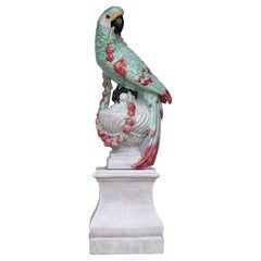 Figura da giardino in maiolica Figura di uccello pappagallo esotico