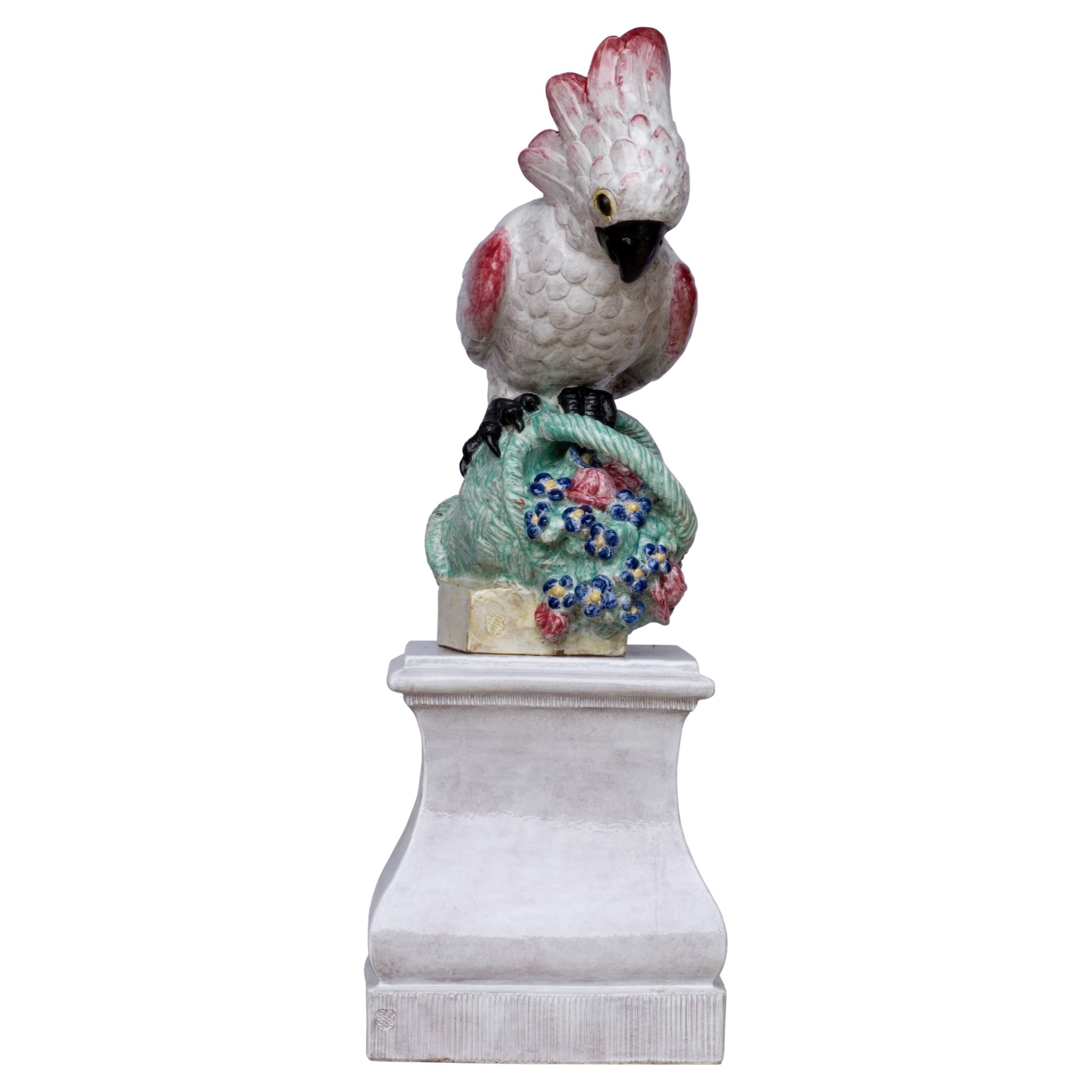 Figura da giardino in maiolica Figura di uccello pappagallo esotico