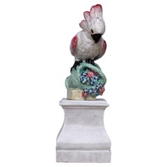 Figura da giardino in maiolica Figura di uccello pappagallo esotico