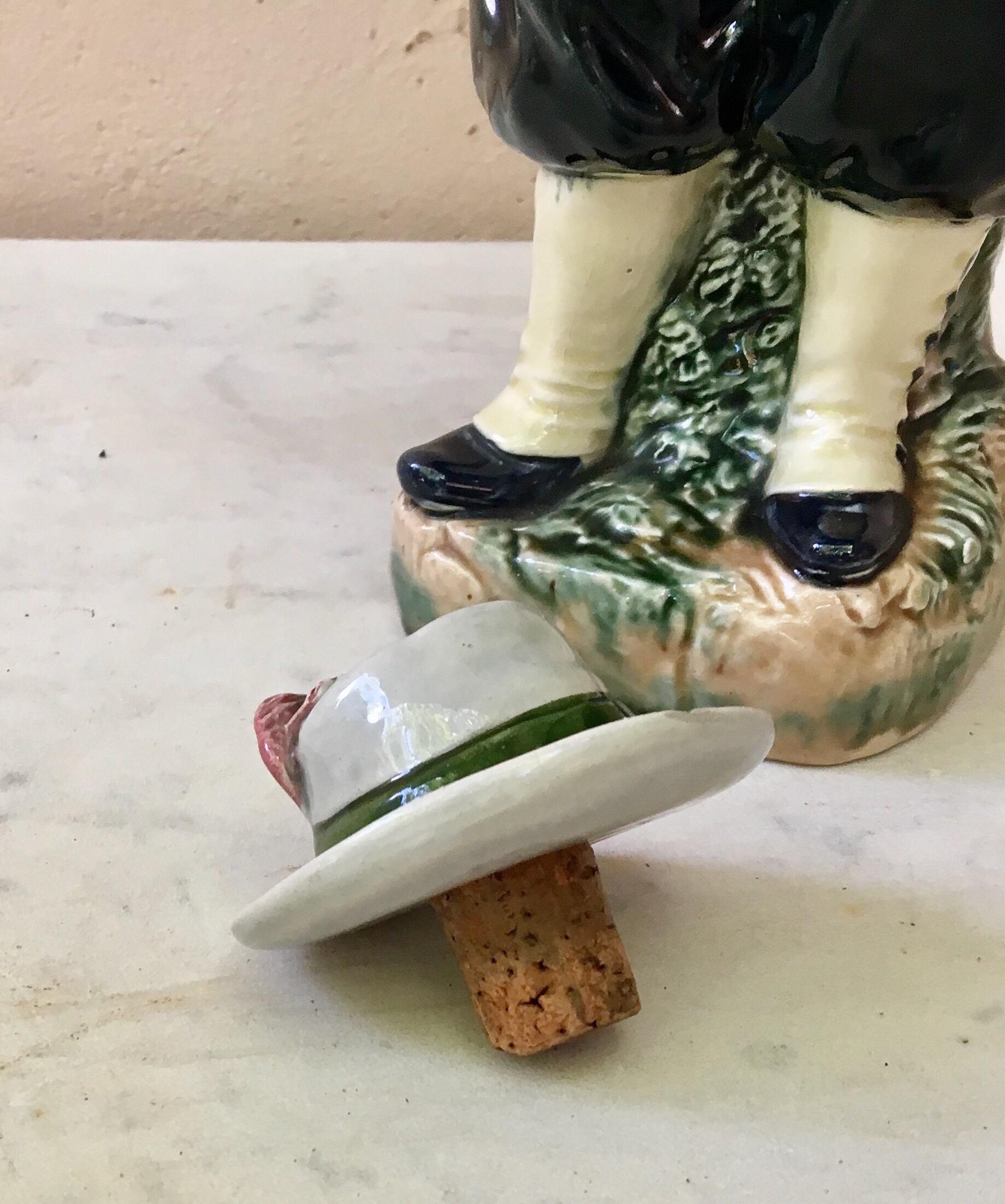 Late 19th Century Majolica German Dog Bottle, circa 1890