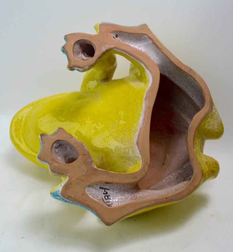 20th Century Majolica Glaze Garden Frog Fountain Made in Italy