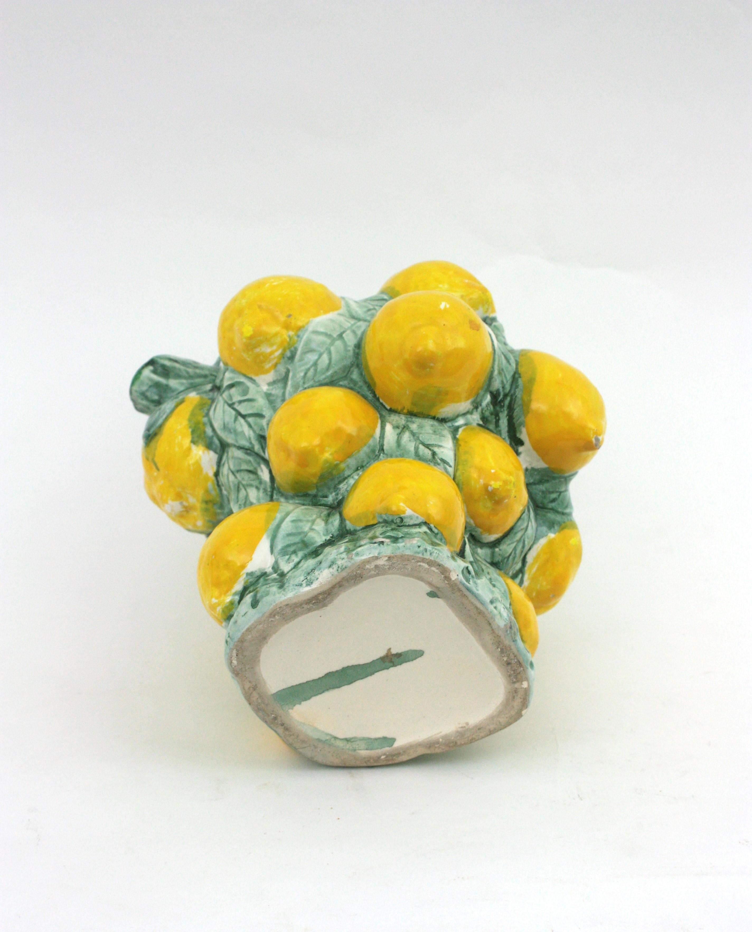 Majolika glasierte Keramik Zitronen Kanne / Krug, Spanien, 1960er Jahre im Angebot 5