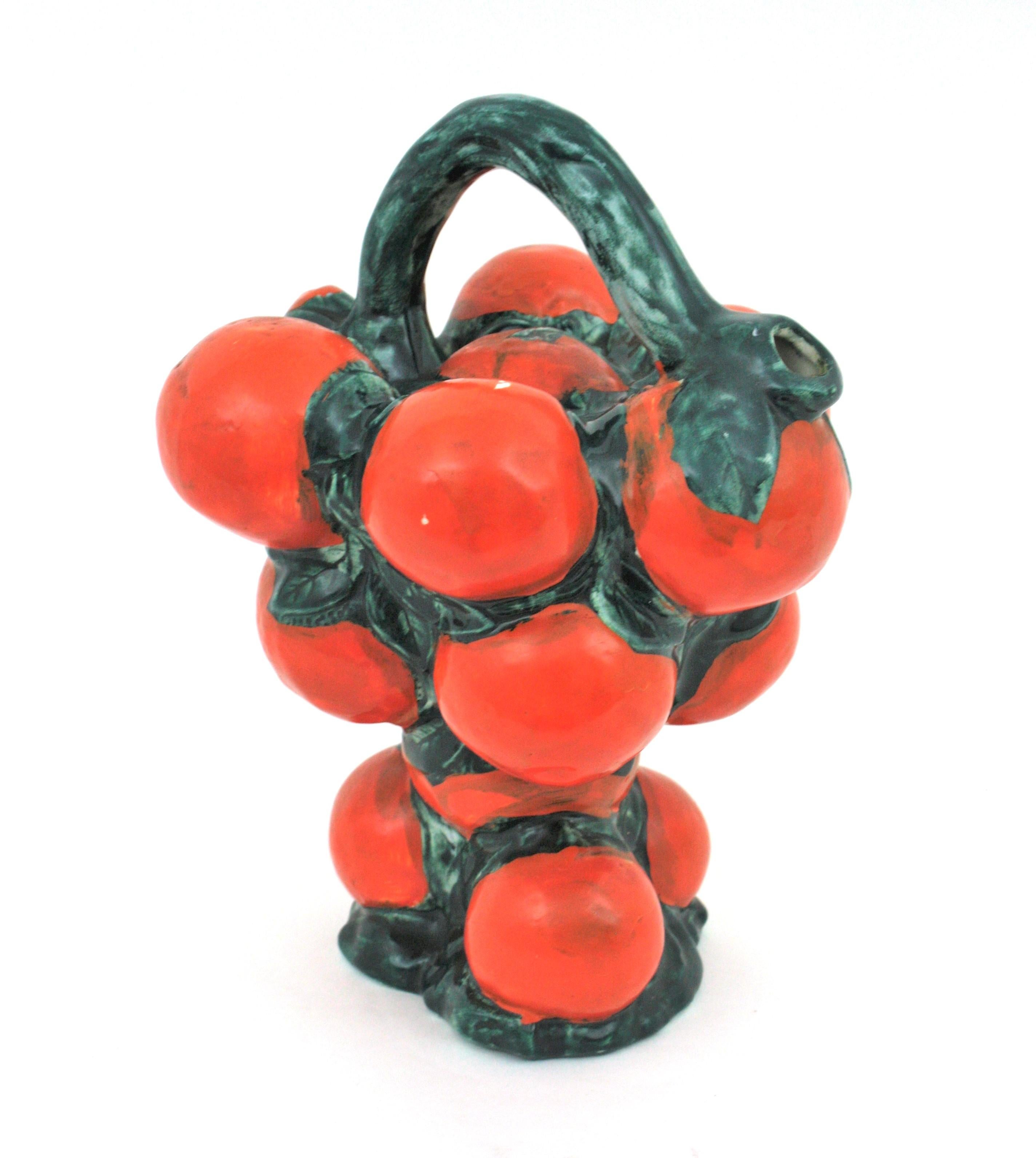 Orangefarbener glasierter Majolika-Krug / Krug aus Keramik, Spanien, 1960er Jahre (Moderne der Mitte des Jahrhunderts) im Angebot