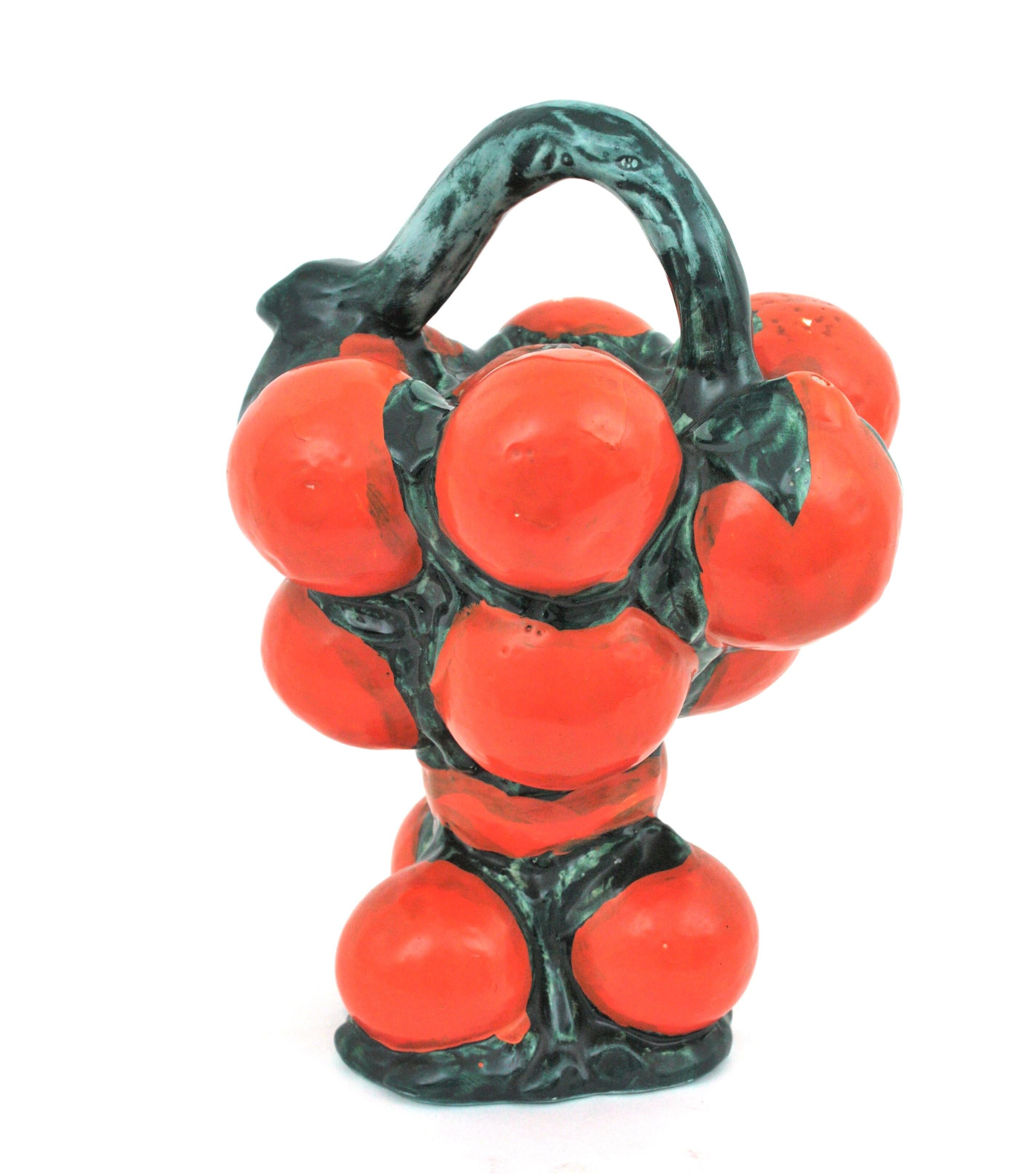 Orangefarbener glasierter Majolika-Krug / Krug aus Keramik, Spanien, 1960er Jahre im Zustand „Gut“ im Angebot in Barcelona, ES
