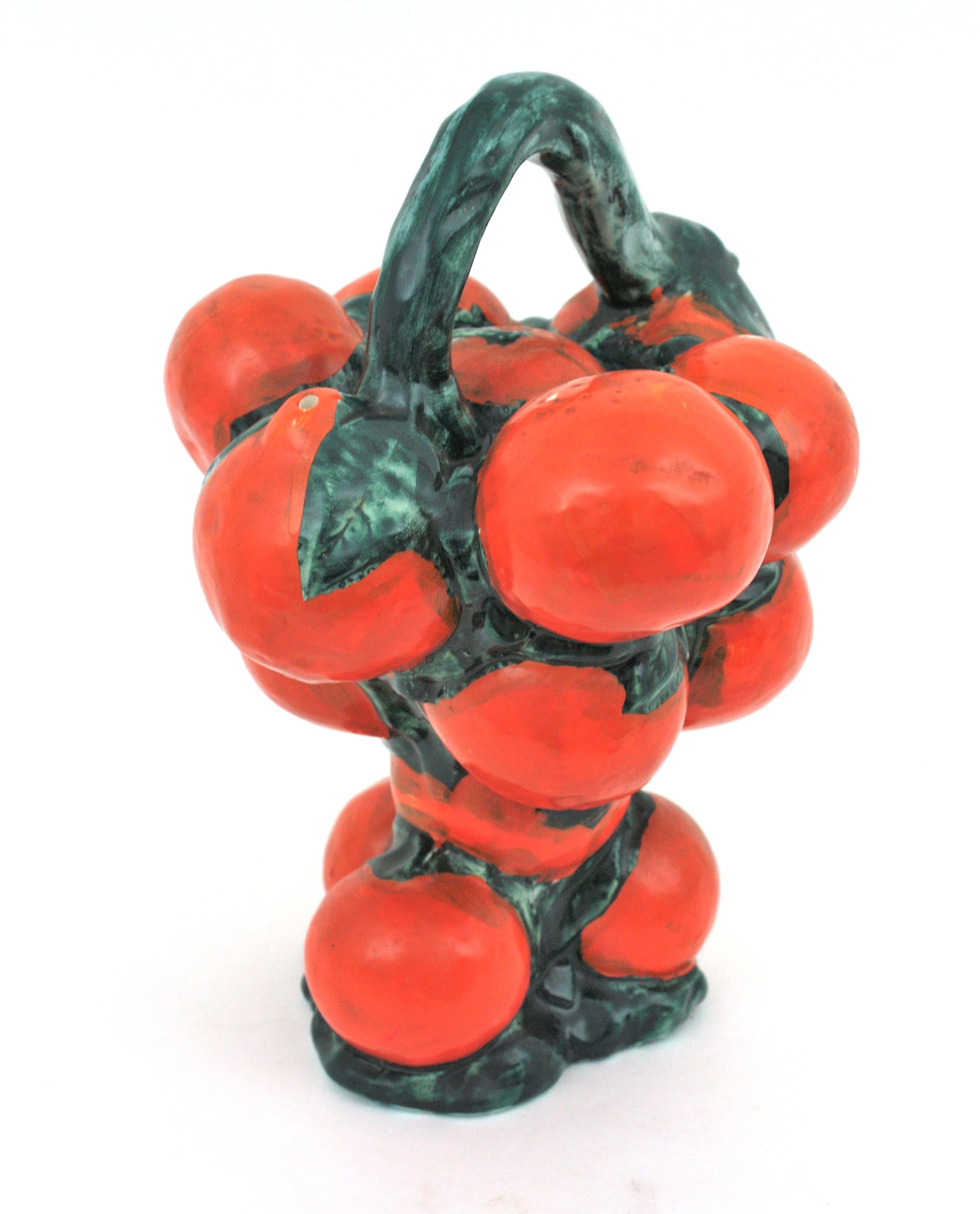 Orangefarbener glasierter Majolika-Krug / Krug aus Keramik, Spanien, 1960er Jahre (20. Jahrhundert) im Angebot
