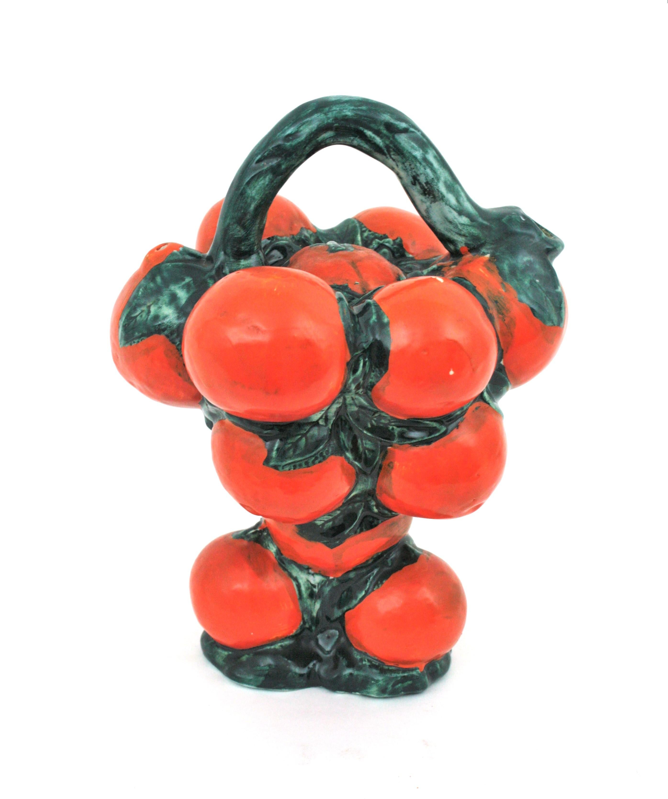 Orangefarbener glasierter Majolika-Krug / Krug aus Keramik, Spanien, 1960er Jahre im Angebot 1