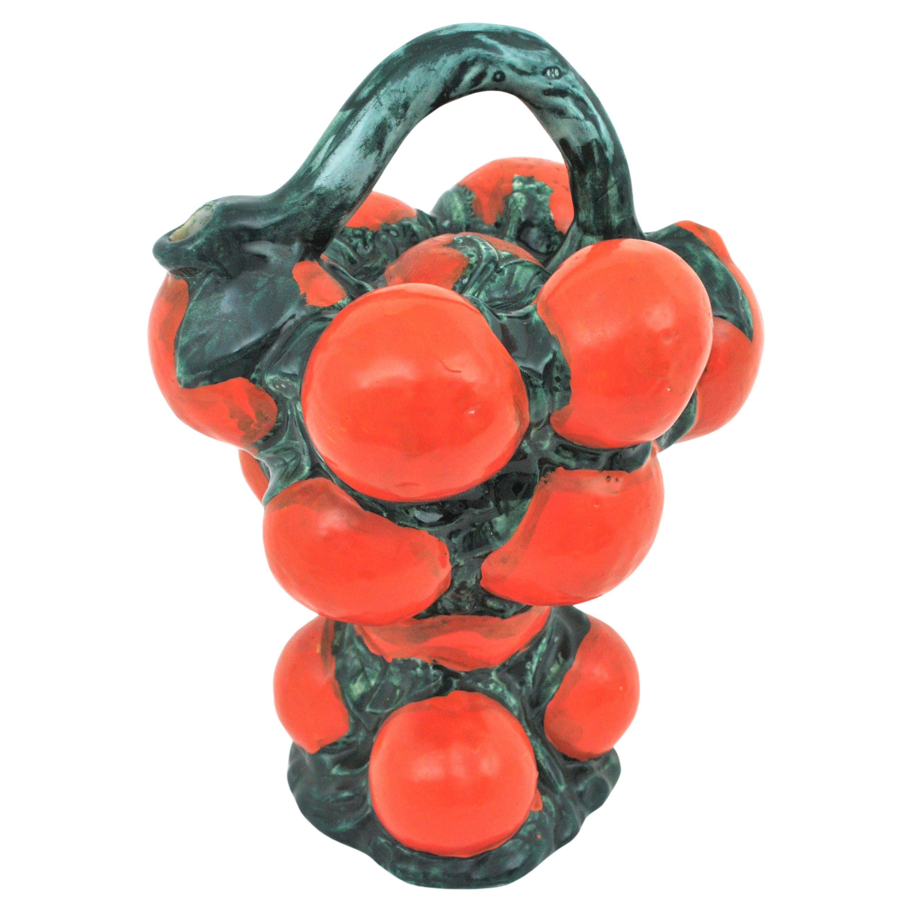 Orangefarbener glasierter Majolika-Krug / Krug aus Keramik, Spanien, 1960er Jahre