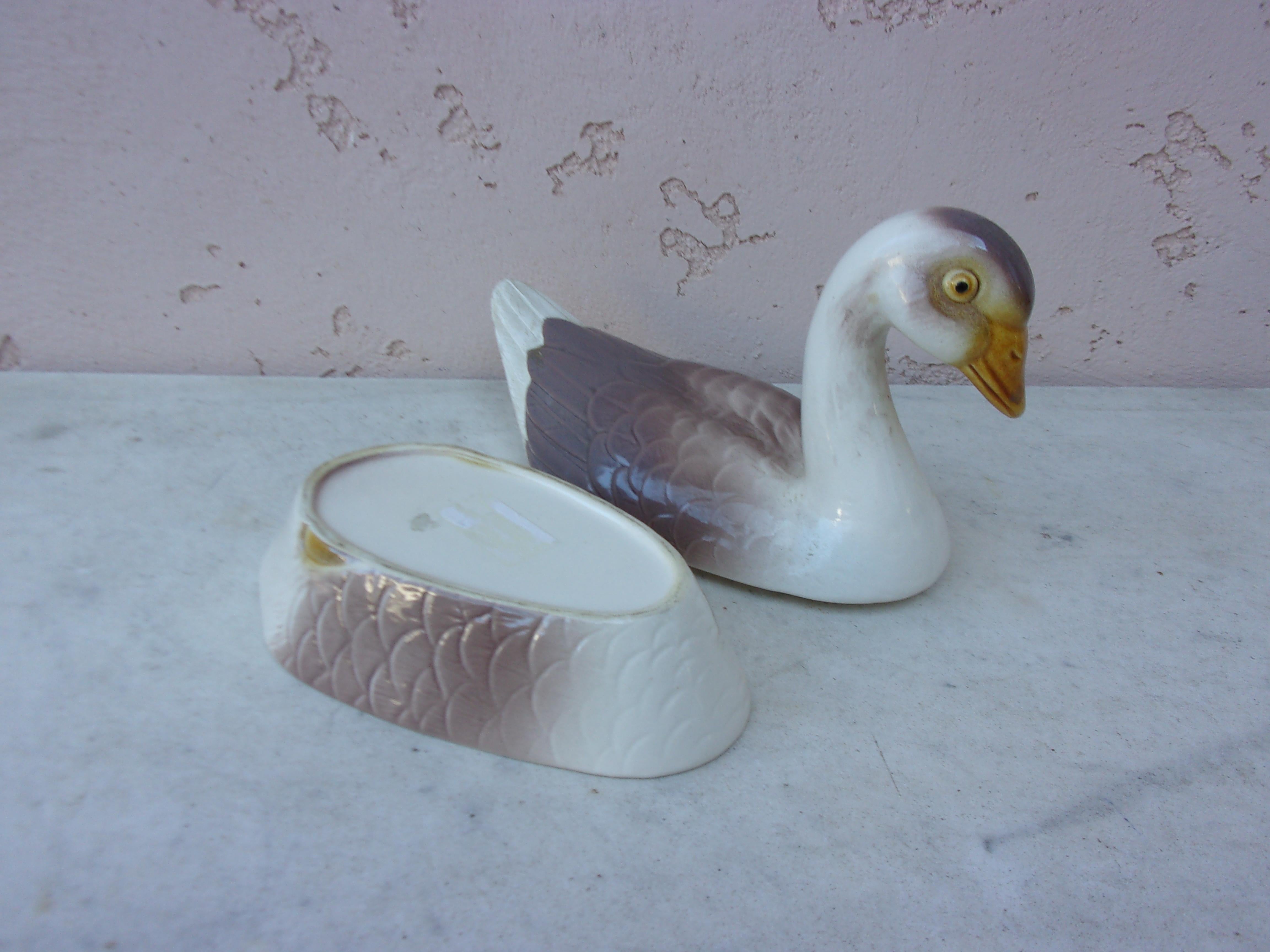 Ceramic Majolica Goose Tureen, circa 1950 For Sale