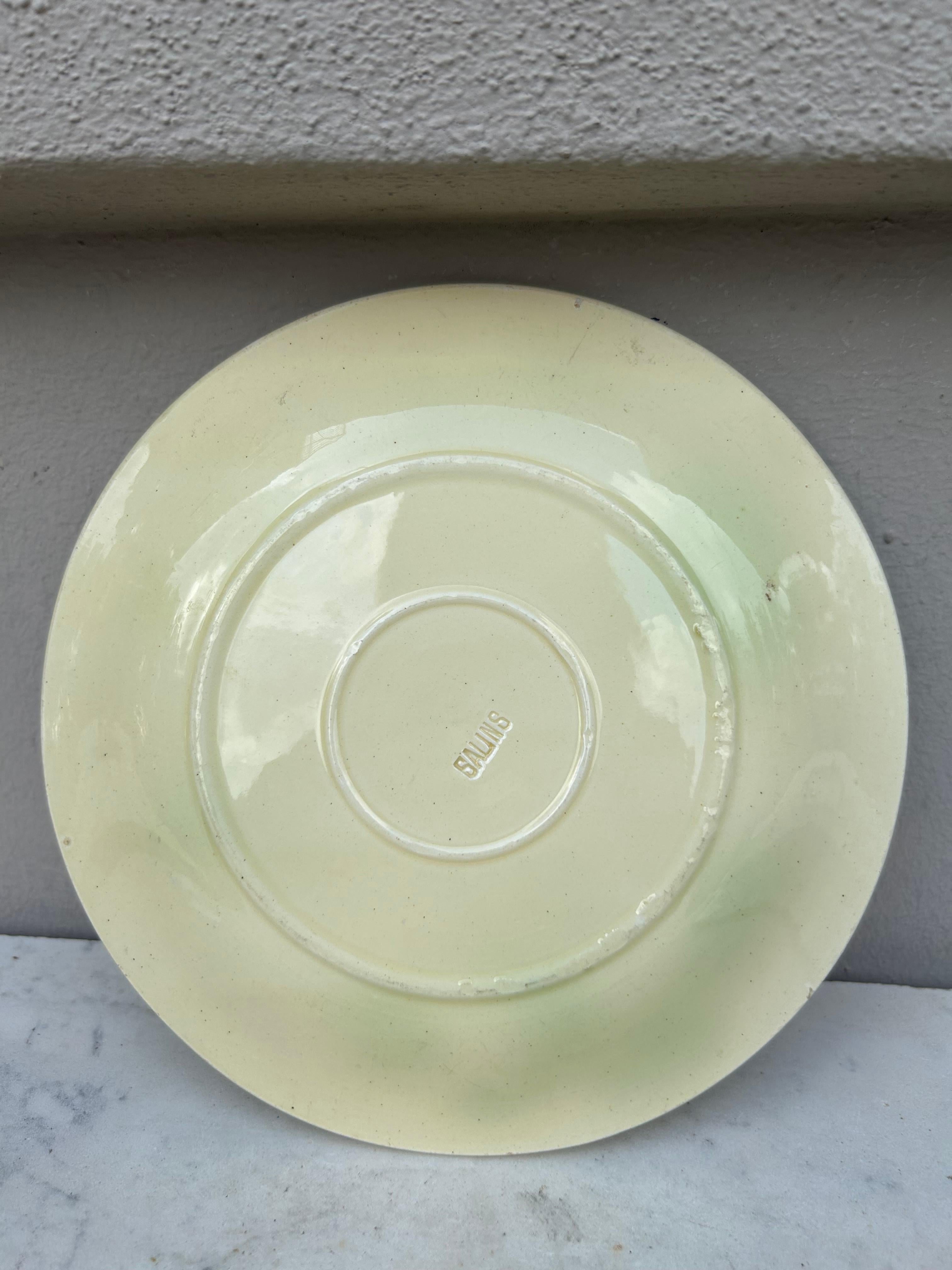 French Majolica Grapes Plate Salins Circa 1890